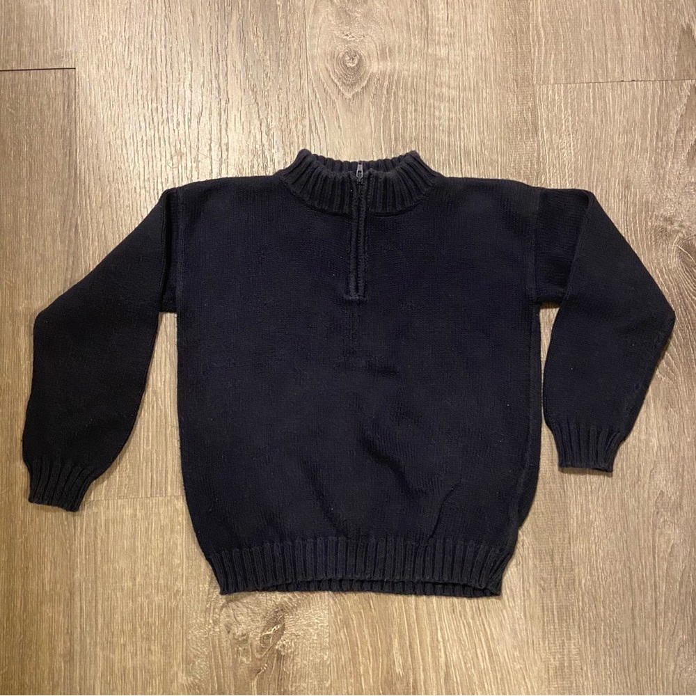 LITTLE ENGLISH Quarter Zip Sweater - Navy